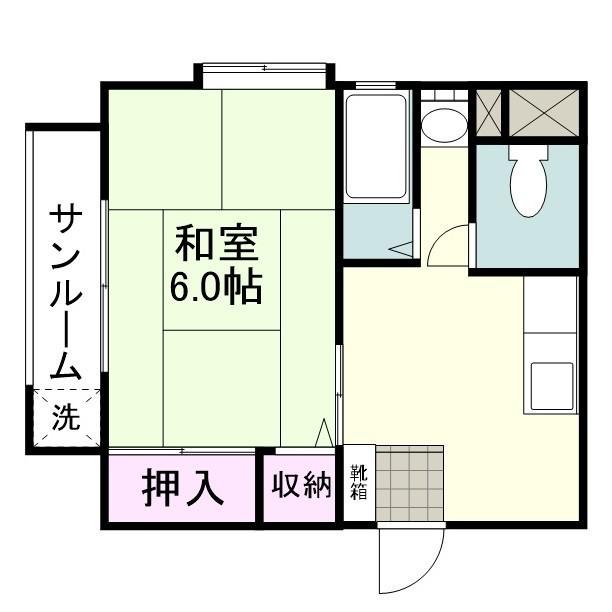 サンハイツこば(1K/2階)の間取り写真