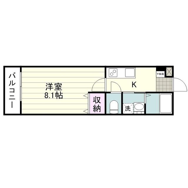 ラピロス鴨池(1K/2階)の間取り写真