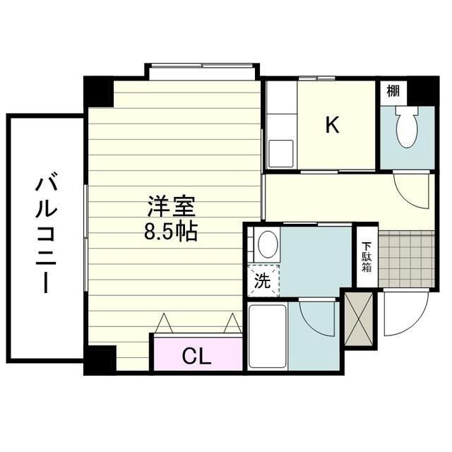 くすのき館(1K/4階)の間取り写真
