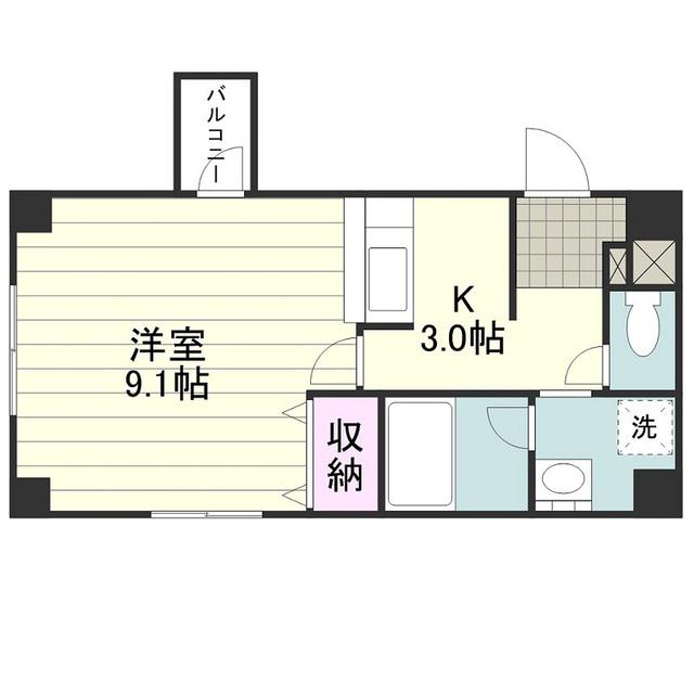 サンパティーク武(1K/4階)の間取り写真