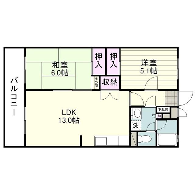 第3福島ビル(2LDK/1階)の間取り写真