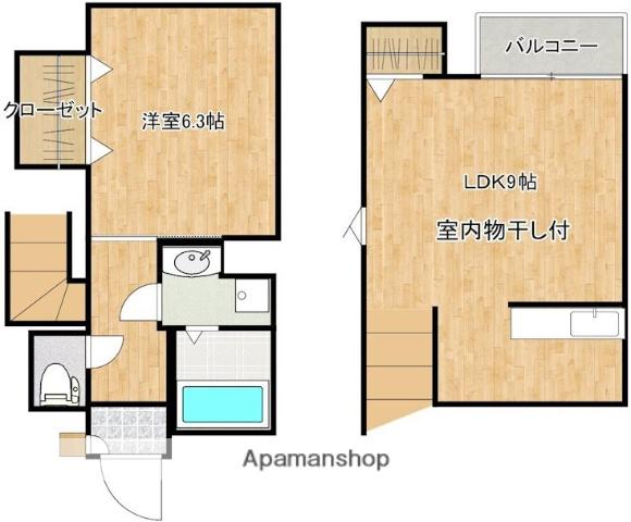 クラリス谷山中央 B棟(1LDK/1階)の間取り写真