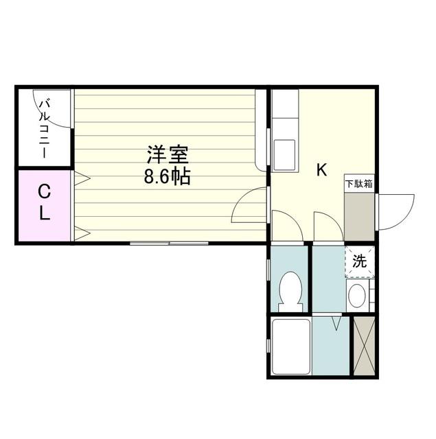 コンフォートゆき(1K/4階)の間取り写真