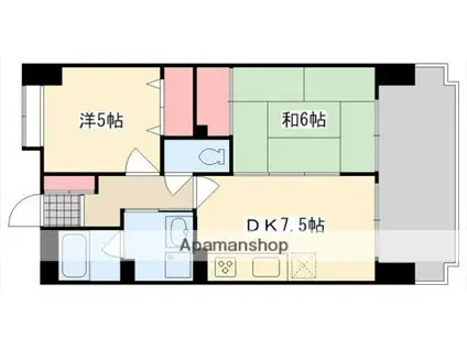 クオリティパレス八幡(2DK/4階)の間取り写真