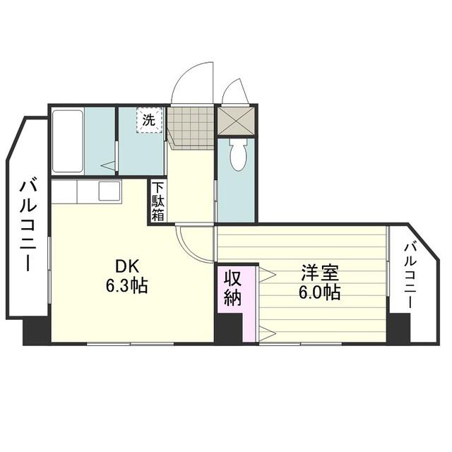 ソレイユ若葉(1DK/3階)の間取り写真