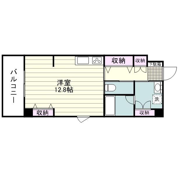 メゾン ド ヴァン・ドゥ(ワンルーム/2階)の間取り写真