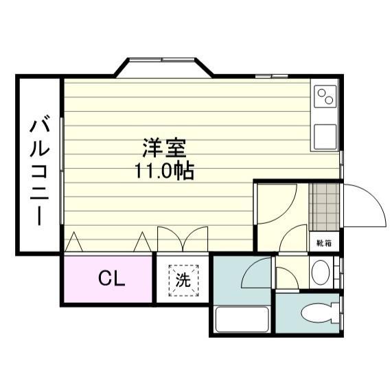 コーポサンジョイ(ワンルーム/1階)の間取り写真