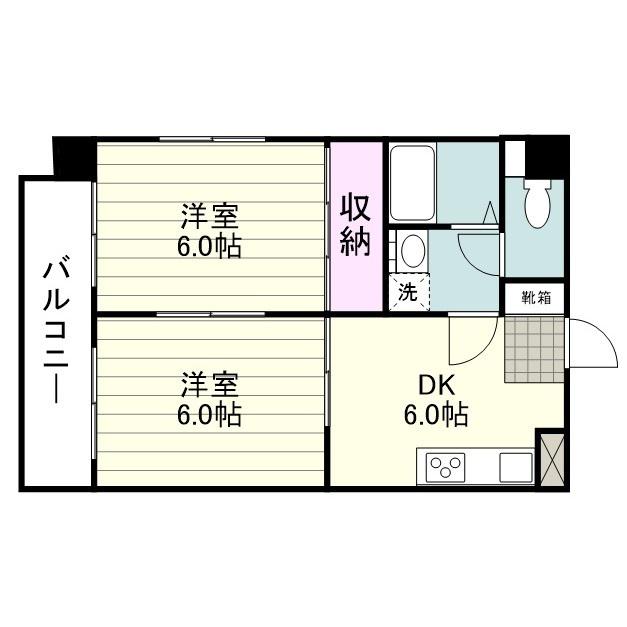 Kビル(2DK/3階)の間取り写真