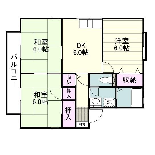セジュールしおん(3DK/2階)の間取り写真