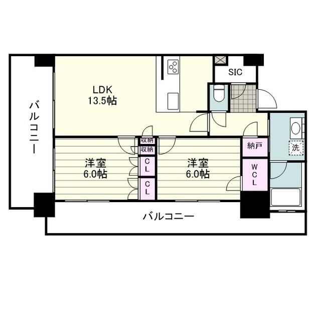 RJRプレシア郡元Ⅲ(2LDK/4階)の間取り写真