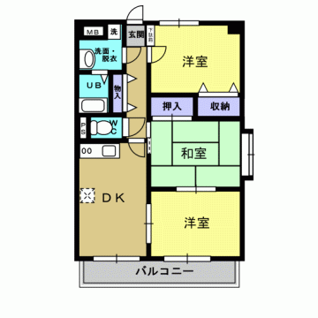 こうかマンション(3DK/4階)の間取り写真