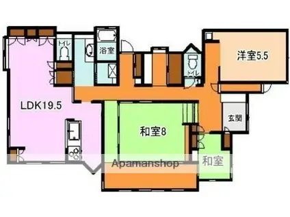 鹿児島市谷山線 笹貫駅 徒歩18分 1階建 築38年(2LDK)の間取り写真