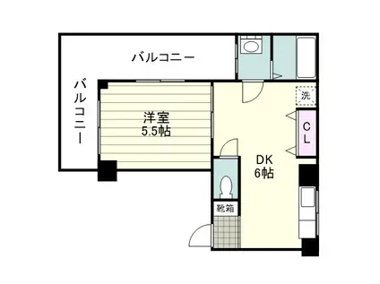 カーム宇宿(1DK/3階)の間取り写真