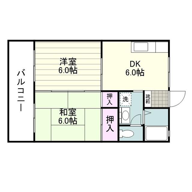 セジュール宇宿台(2DK/2階)の間取り写真