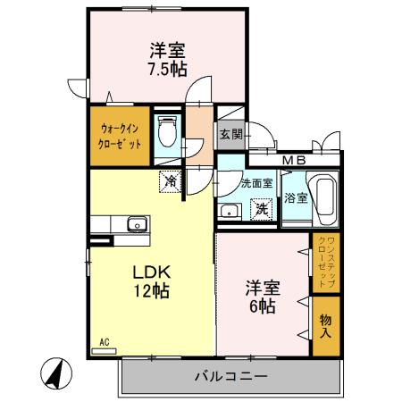 セジュールSAKURAⅡ(2LDK/1階)の間取り写真
