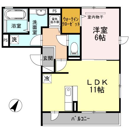 アヴニールマーガレット(1LDK/2階)の間取り写真