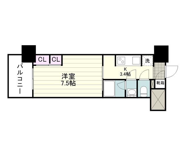RJRプレシア鹿児島駅前(1K/8階)の間取り写真
