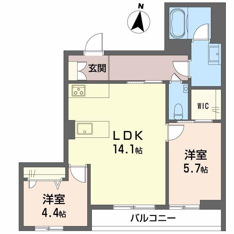 ゼーゲンハウス(2LDK/3階)の間取り写真