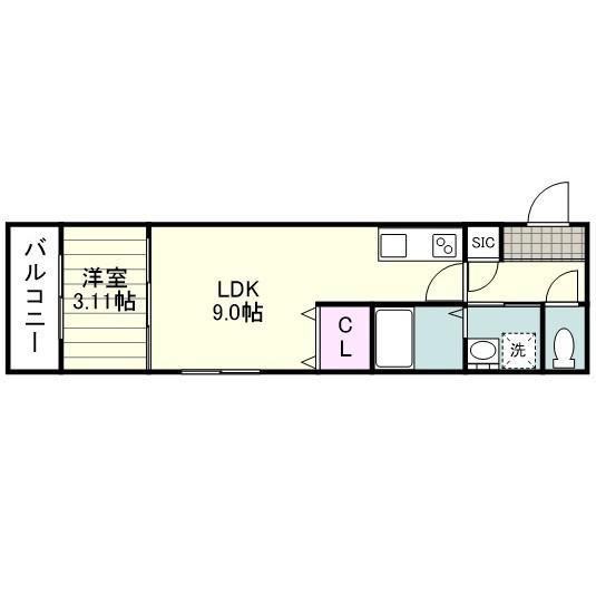 スマートスクエア南郡元(1LDK/3階)の間取り写真