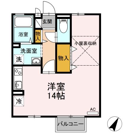 セジュールグリーンパーク(ワンルーム/2階)の間取り写真