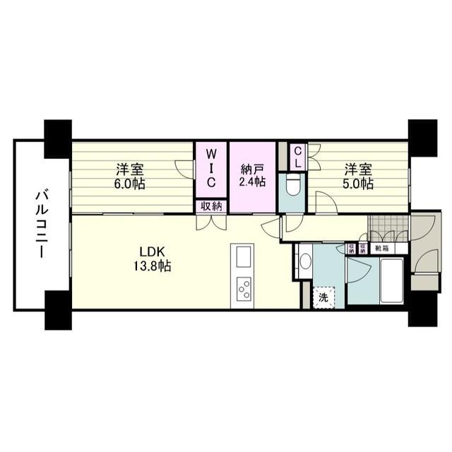 MJR鹿児島中央駅前ザ・ガーデン(2LDK/5階)の間取り写真