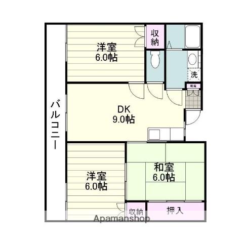 コーポ緒方(3DK/2階)の間取り写真