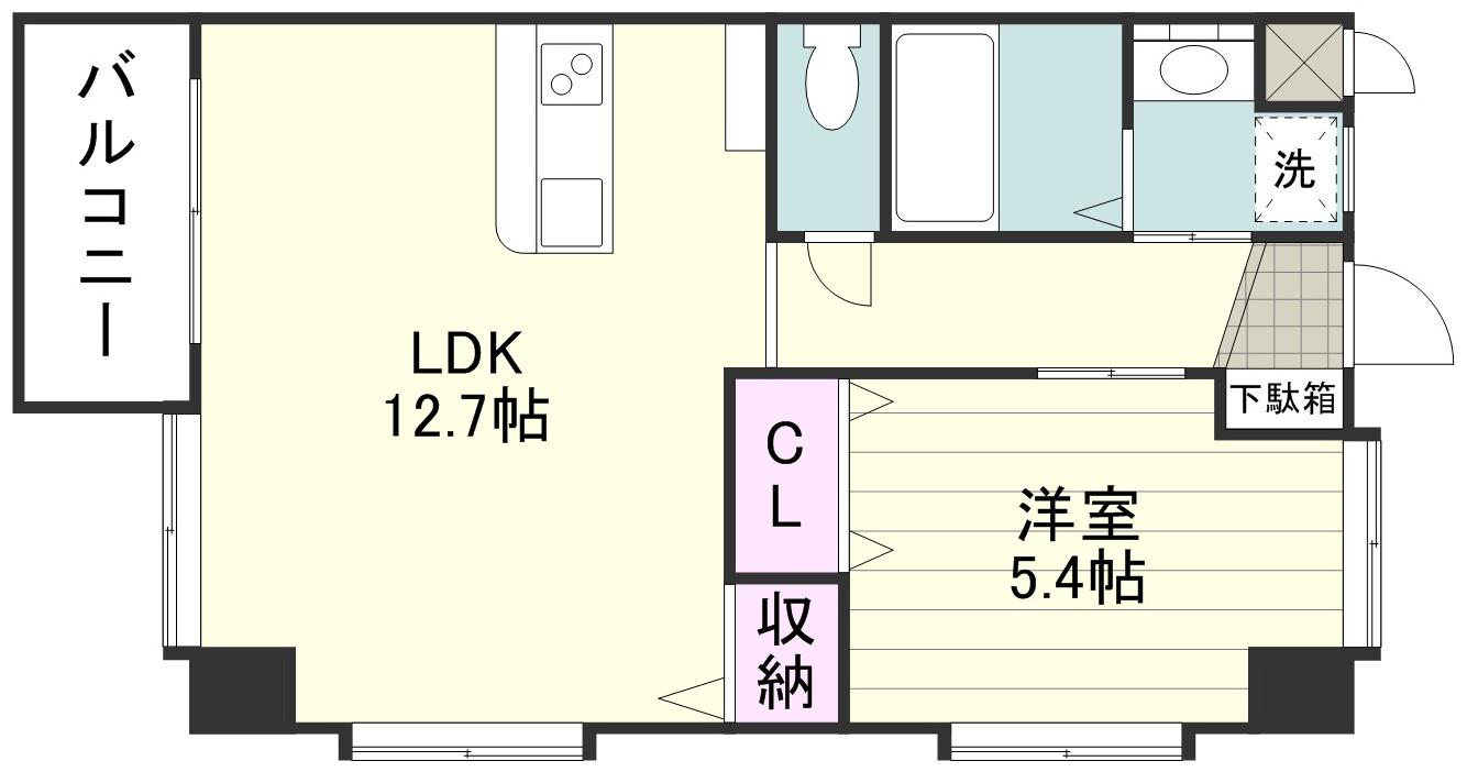 グリュッケン・ハム(1LDK/3階)の間取り写真