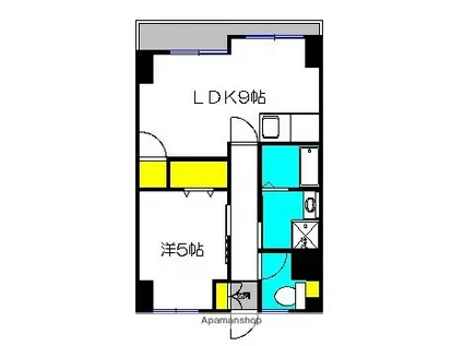 関マンション(1LDK/2階)の間取り写真