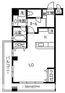 ベイサイドテラス(ワンルーム/3階)の間取り写真