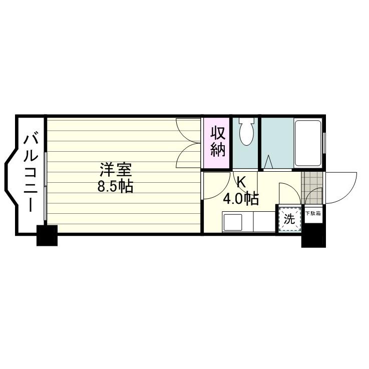 エクシード西田(1K/4階)の間取り写真