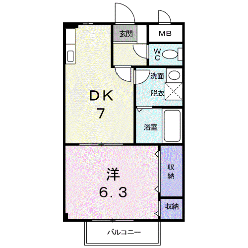 サニ-紫原Ⅰ(1DK/2階)の間取り写真