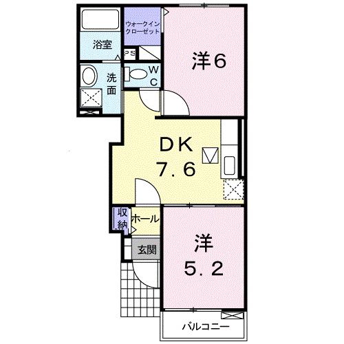 エレガンテ・サカエ(2DK/1階)の間取り写真