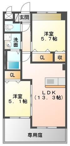 A・グランドパレス(2LDK/1階)の間取り写真