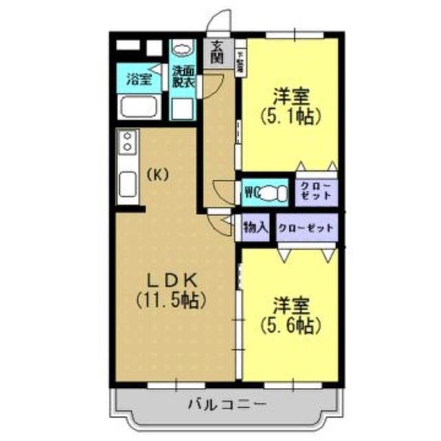 SUNNY FOREST T(2LDK/3階)の間取り写真