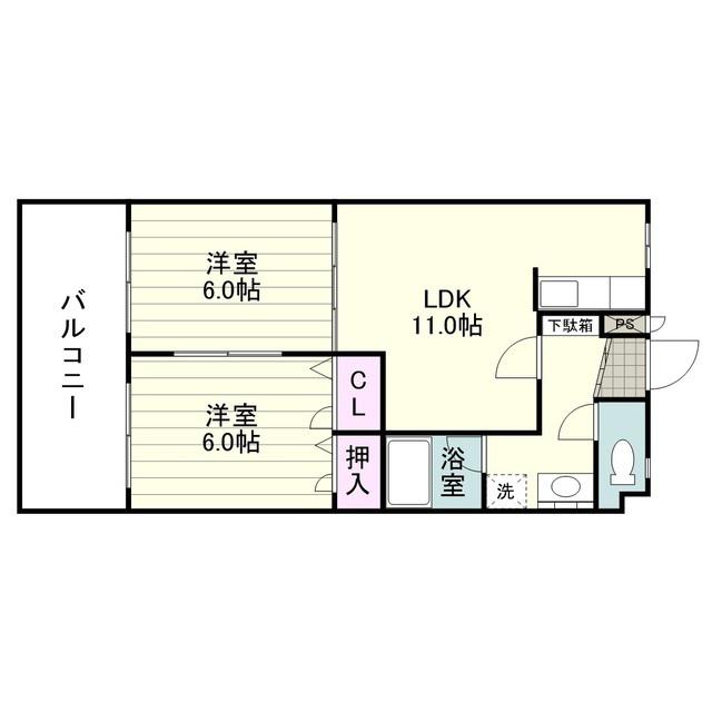 ブーゲンヒルズ(2LDK/5階)の間取り写真