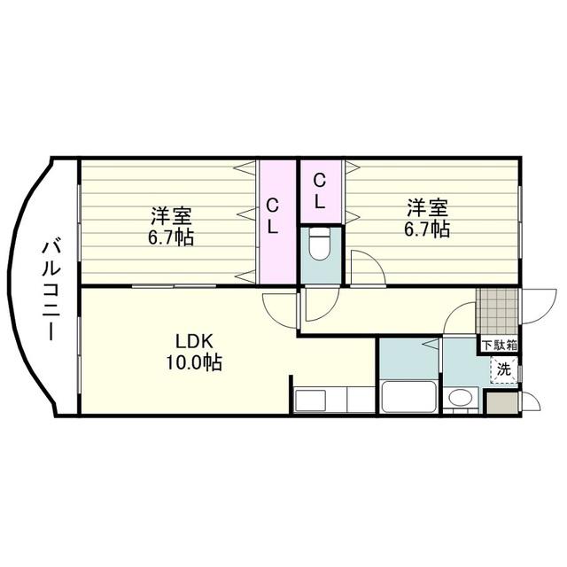 プランドール(2LDK/2階)の間取り写真
