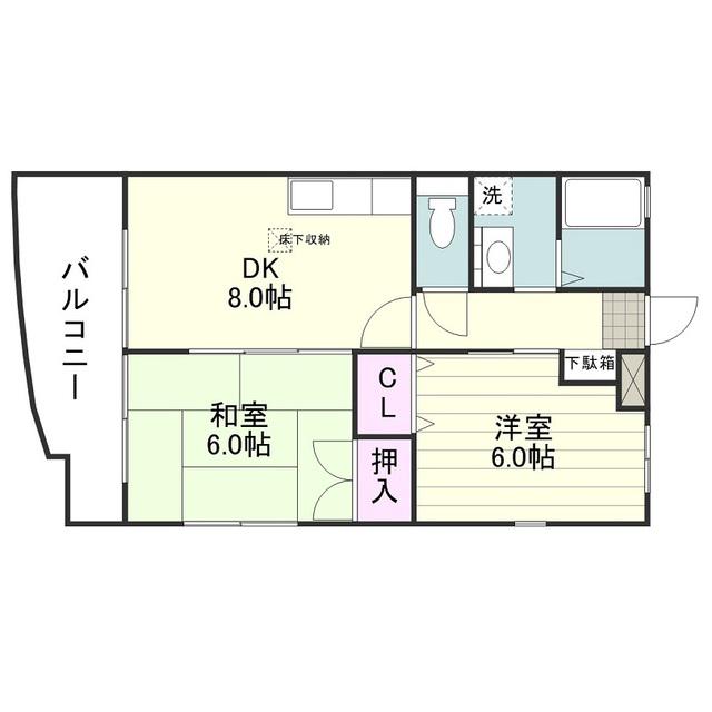 ソレーユⅡ(2DK/1階)の間取り写真