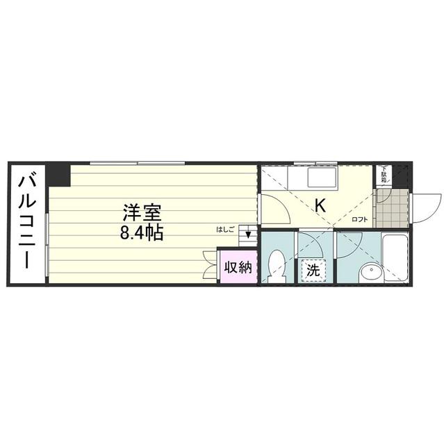 ヒルサイドフラッツ(1K/3階)の間取り写真