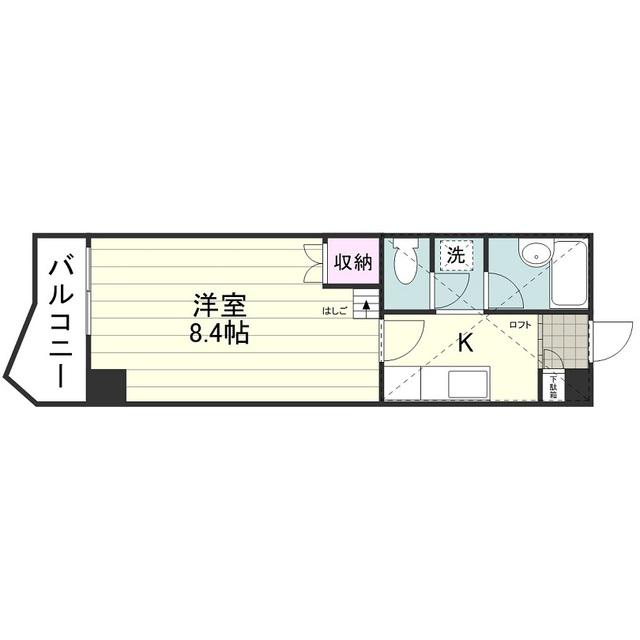 ヒルサイドフラッツ(1K/3階)の間取り写真