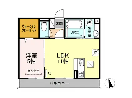 ソシアメゾン坂元(1LDK/1階)の間取り写真