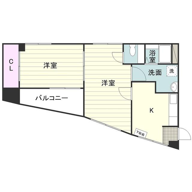 西村ハイツ(2K/3階)の間取り写真