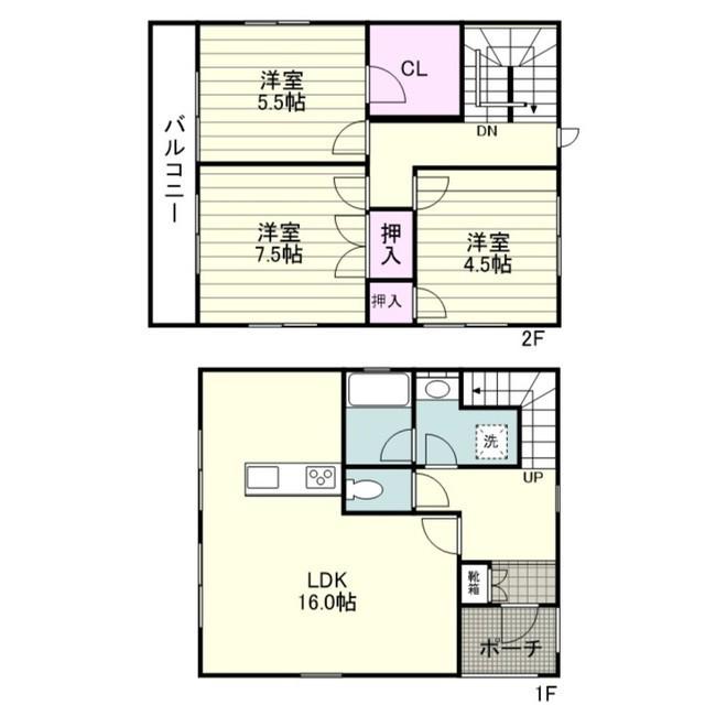 タウンハウス伊敷台(3LDK)の間取り写真