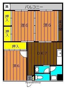 パープルハイム(3DK/4階)の間取り写真