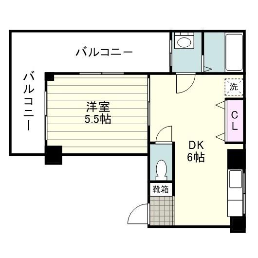 カーム宇宿(1DK/3階)の間取り写真