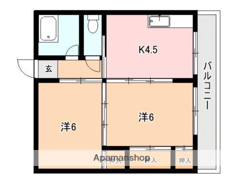 さえきビル(2K/4階)の間取り写真