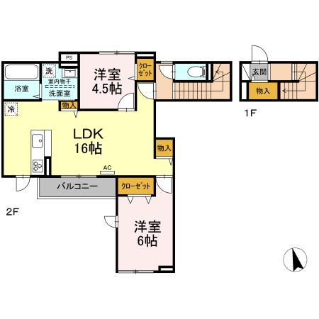プラスパーII(2LDK/2階)の間取り写真
