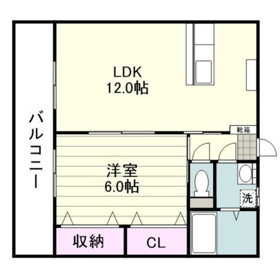 リーヴライツ武岡(1LDK/1階)の間取り写真