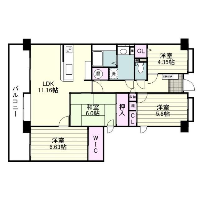 トーカンマンション鴨池(4LDK/6階)の間取り写真