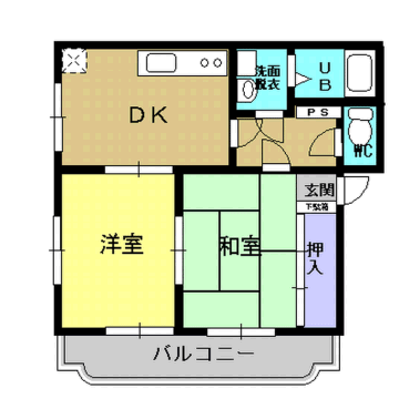 ハイムキルシュ(2DK/1階)の間取り写真