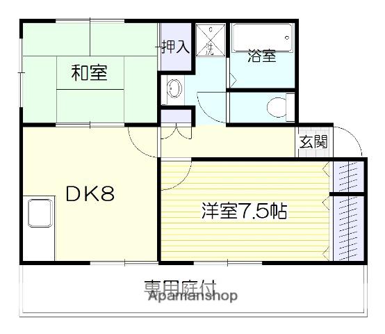 フラリッシュ紫原(2DK/1階)の間取り写真